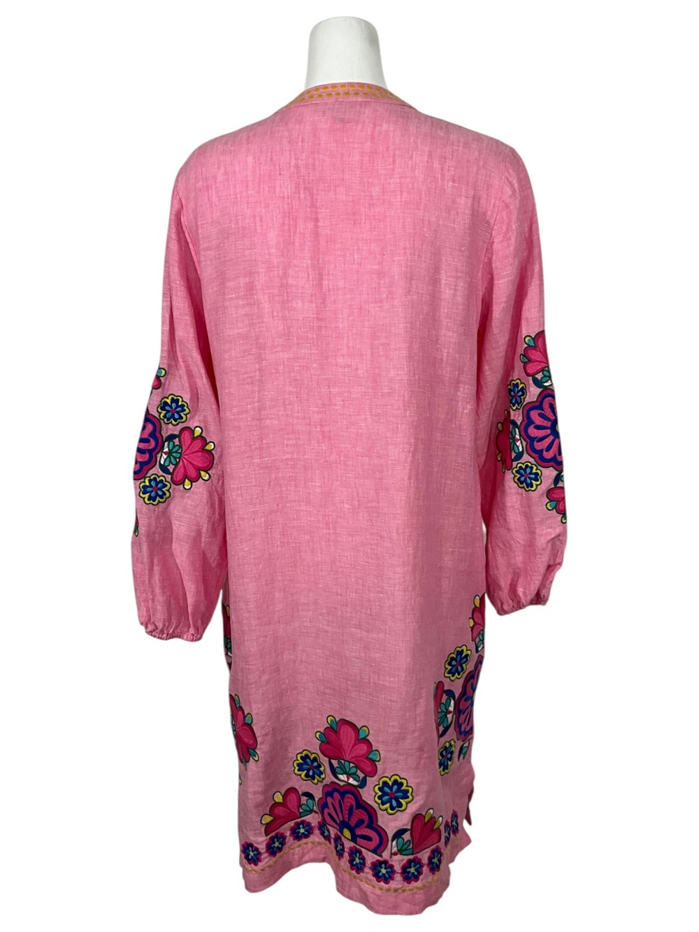 Boden Cleo Linen Dress 12L Pink Floral Embroidered Resortwear MISSING BELT - Picture 3 of 16
